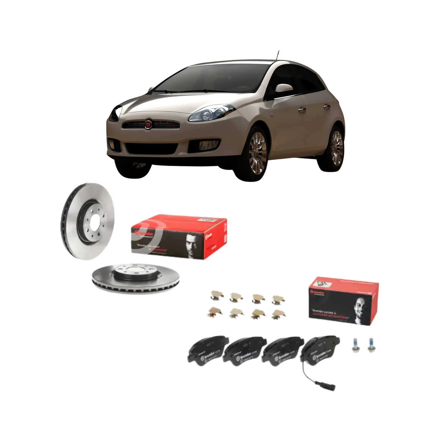 Kit Dischi + Pastiglie Freni Anteriori Brembo – Fiat Bravo II 2.0 Multijet (2007–2014)
