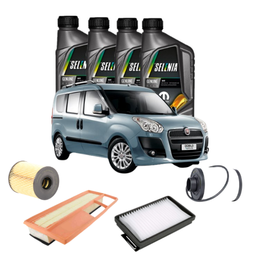 Kit Tagliando Fiat Doblò 1.3 - Olio Selenia WR 5W40 4L + 4 Filtri