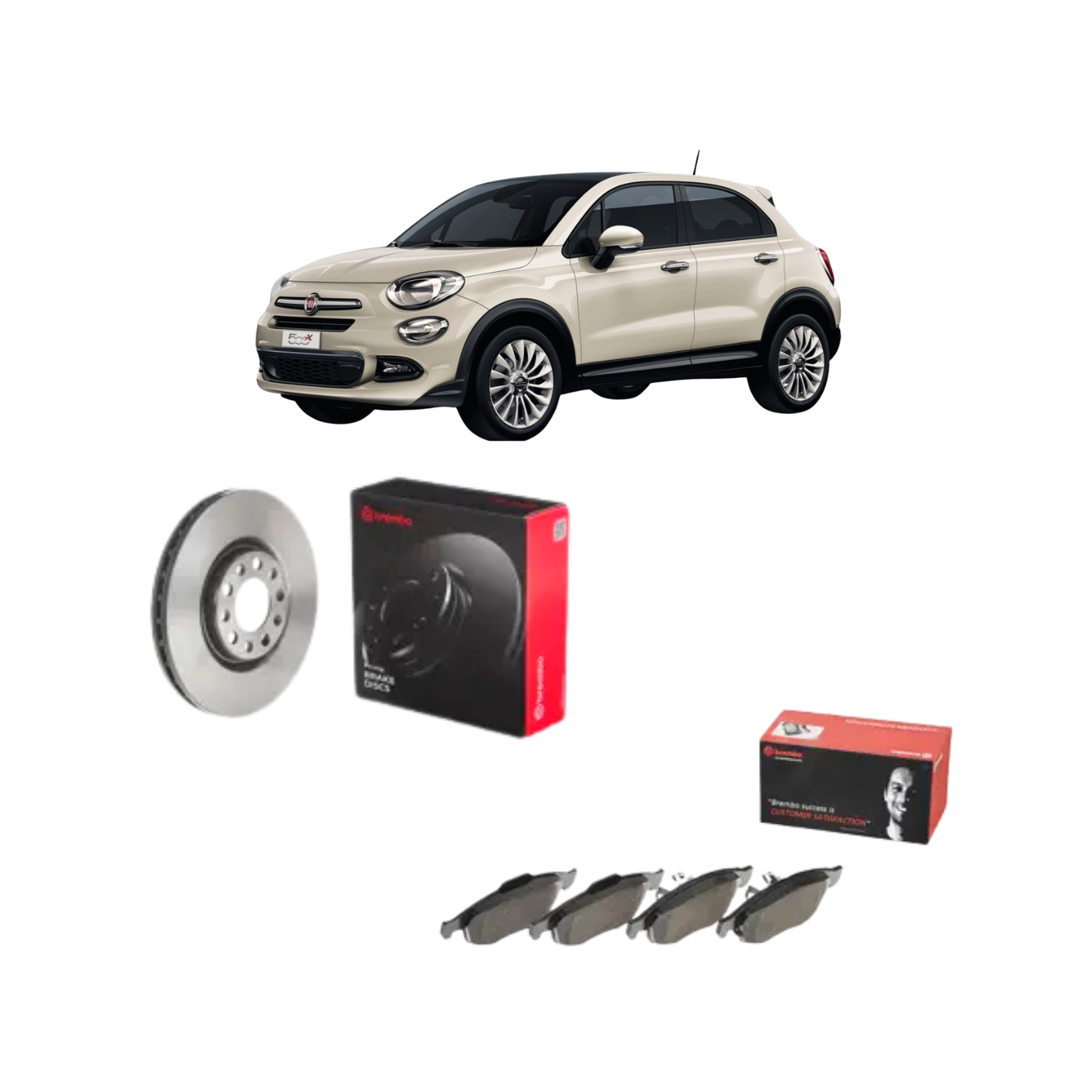 Kit Dischi + Pastiglie Freni Anteriori Brembo – Fiat 500X 1.4 Benzina (2014–)
