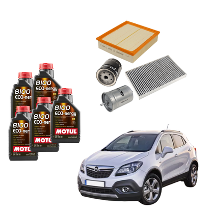 Kit Tagliando Opel Mokka I ( 2012 - 2019. ) 1.6 CDTI | 5 Litri Olio + Filtro Olio + Filtro Aria + Filtro Abitacolo + Filtro Gasolio