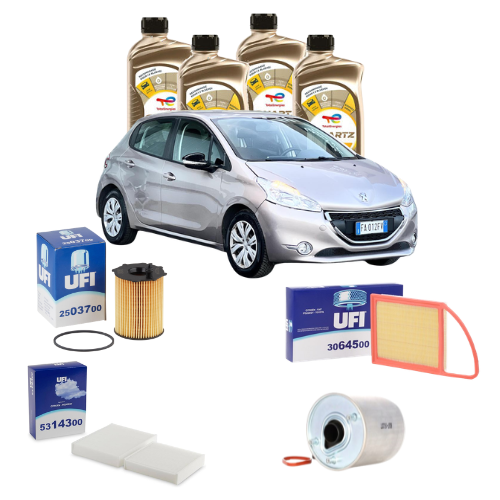 Kit Tagliando 4 Filtri + 4L Total Ineo RCP 5W30 Peugeot 208 1.4 HDi I Serie