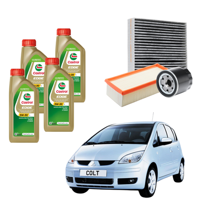 Kit Tagliando Mitsubishi Colt VI 1.1 - 4 Litri Olio Castrol 5W 30 + 3 Filtri