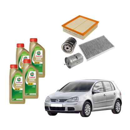 Kit Tagliando Golf V ( 2003 - 2009 ) | 4 Litri Olio Castrol 5W 30 + 4 Filtri