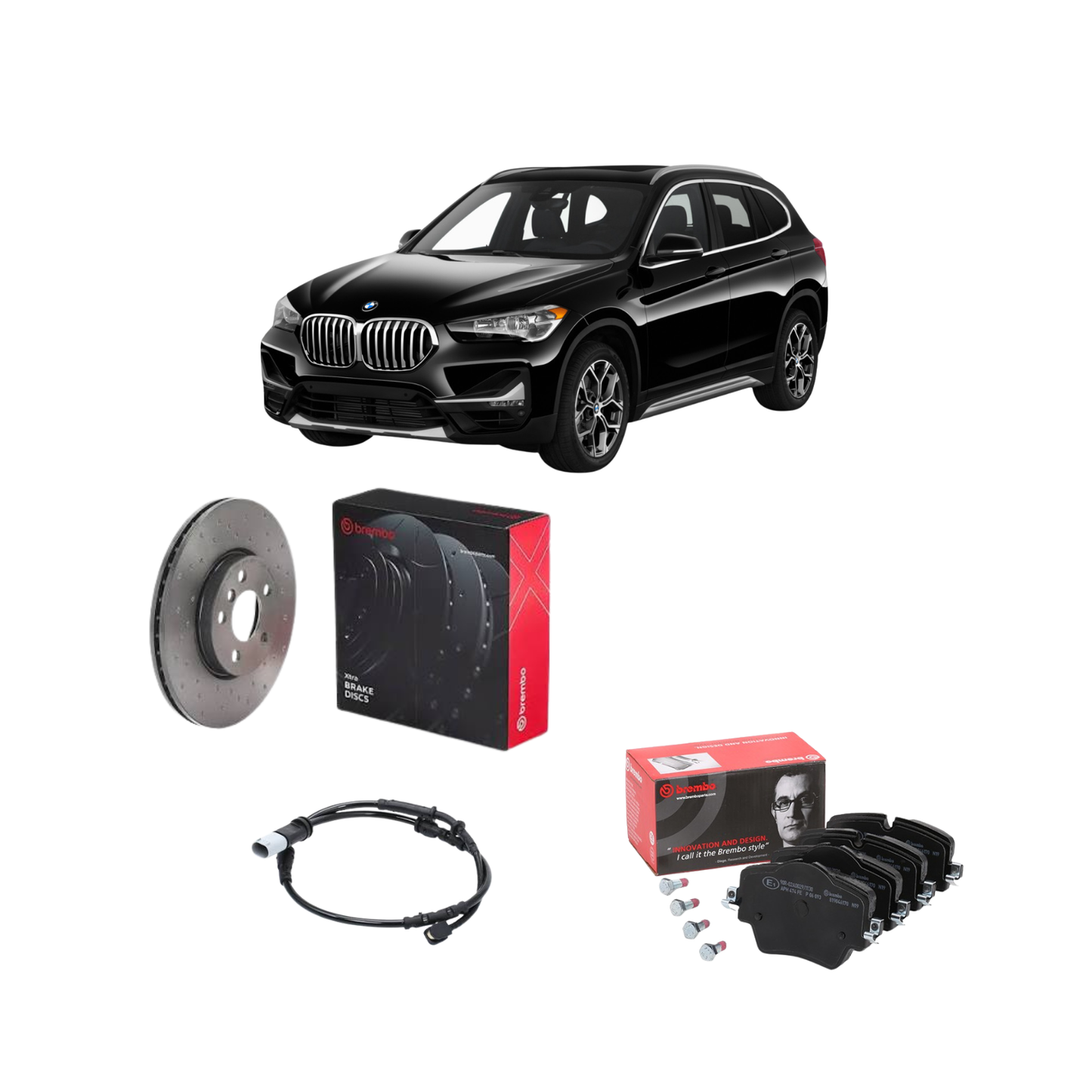 Kit Dischi + Pastiglie + Sensore Usura /  Freni Anteriori Brembo – BMW X1 (2021)