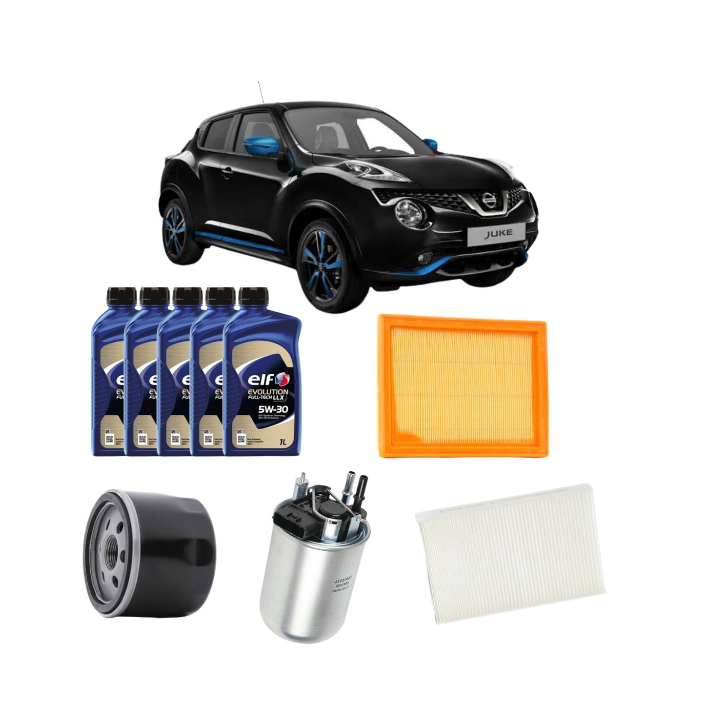 Kit Tagliando 4 Filtri + 5L Olio Elf Full Tech 5W30 Nissan Juke 1.5 2018