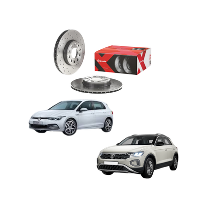 Kit Dischi Forati Freni Anteriori Brembo per Audi A3 (8P1) / Volkswagen Touran / Golf VIII / Golf VII / Golf VI / T-Roc A11