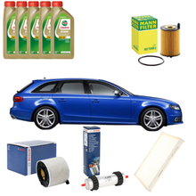 Kit Tagliando Completo Audi A4 Avant 2.0 TDI — Castrol 5W30 LL 5L + Filtri Bosch + Filtro Olio Mann
