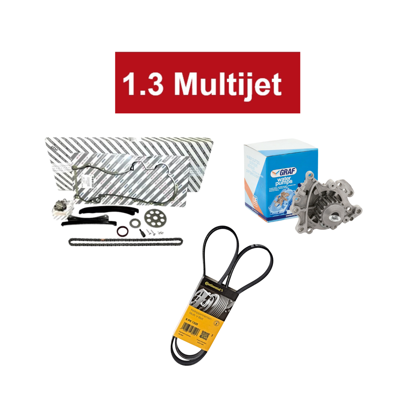 Kit Distribuzione 1.3 Multijet Originale Fiat + Pompa Acqua Graf + Cinghia Servizi Esterna