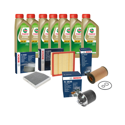Kit Tagliando Completo 4 Filtri Bosch + 7 Litri Castrol 5W30 - Mercedes CLA Coupé 220 CDI