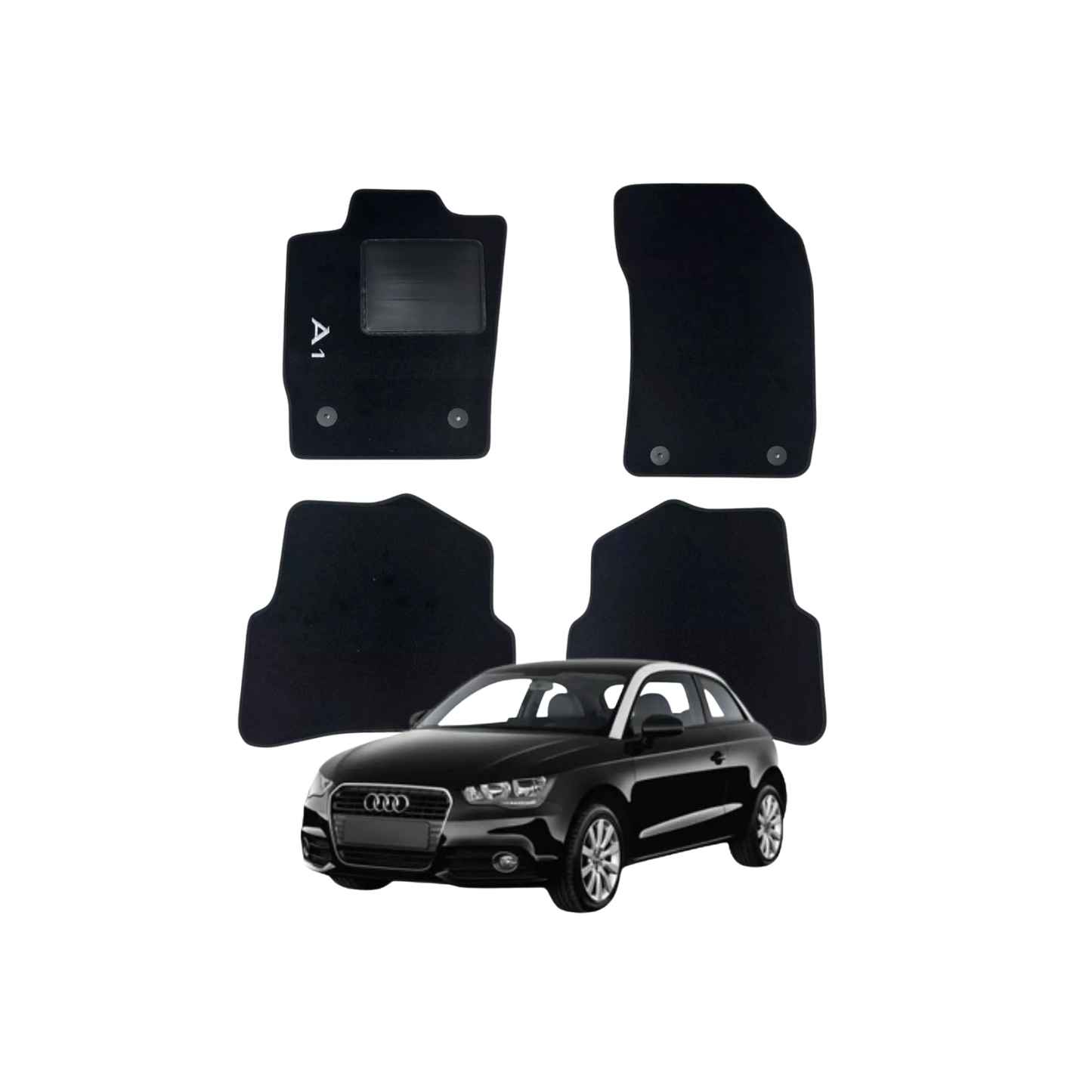 Set Tappeti Auto in Tessuto – Audi A1 con Emblema Cucito