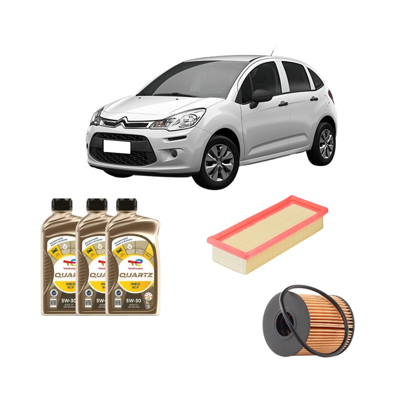 Kit Tagliando 2 Filtri + 3L Total RCP 5W-30 - Citroën C3 II 1.4 GPL