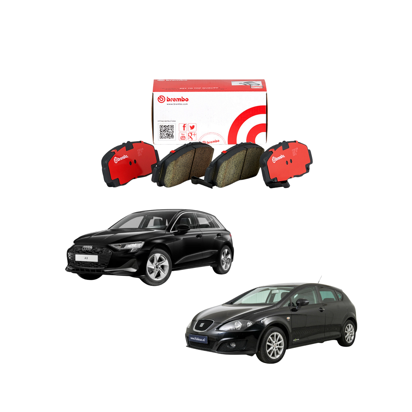 Kit 4 Pastiglie Freni Anteriori Brembo per Audi A2 / A3 / A3 Sportback / Seat Altea / Ibiza II / Leon