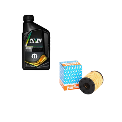 Kit Tagliando Motore – Selenia WR Pure Energy 5W-30 3L + Antigelo Rosso 4L + Filtro Olio Purflux + Additivo Pulizia Circuito Acqua (2 flaconi)