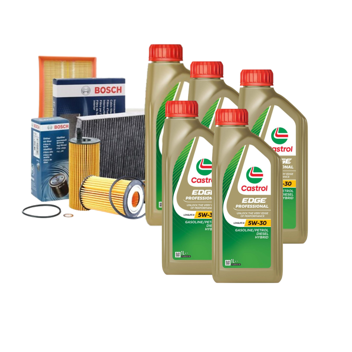 Kit Tagliando Completo Mercedes GLA (X156) 180D – 4 Filtri Bosch + 5L Castrol Edge 0W-30