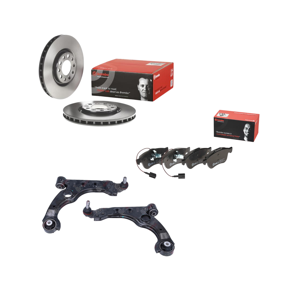 Kit Dischi e Pastiglie Freno Anteriori + Braccetti Destro e Sinistro per Alfa Romeo Giulietta