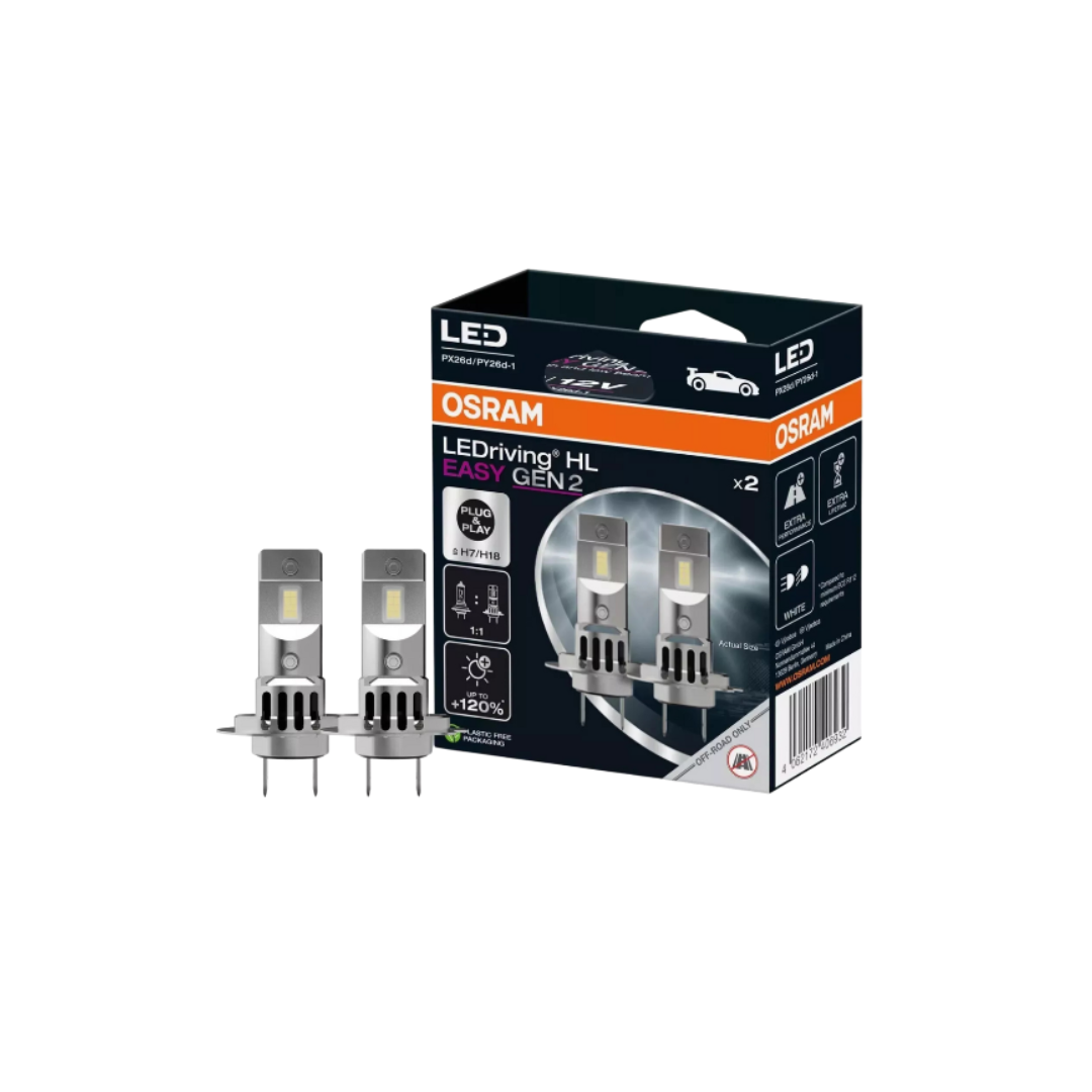 2 Lampade Led Plug e Play Osram H7 / H18  + 2 Lampadine P21W 12V (1 Bianca e 1 Arancione)