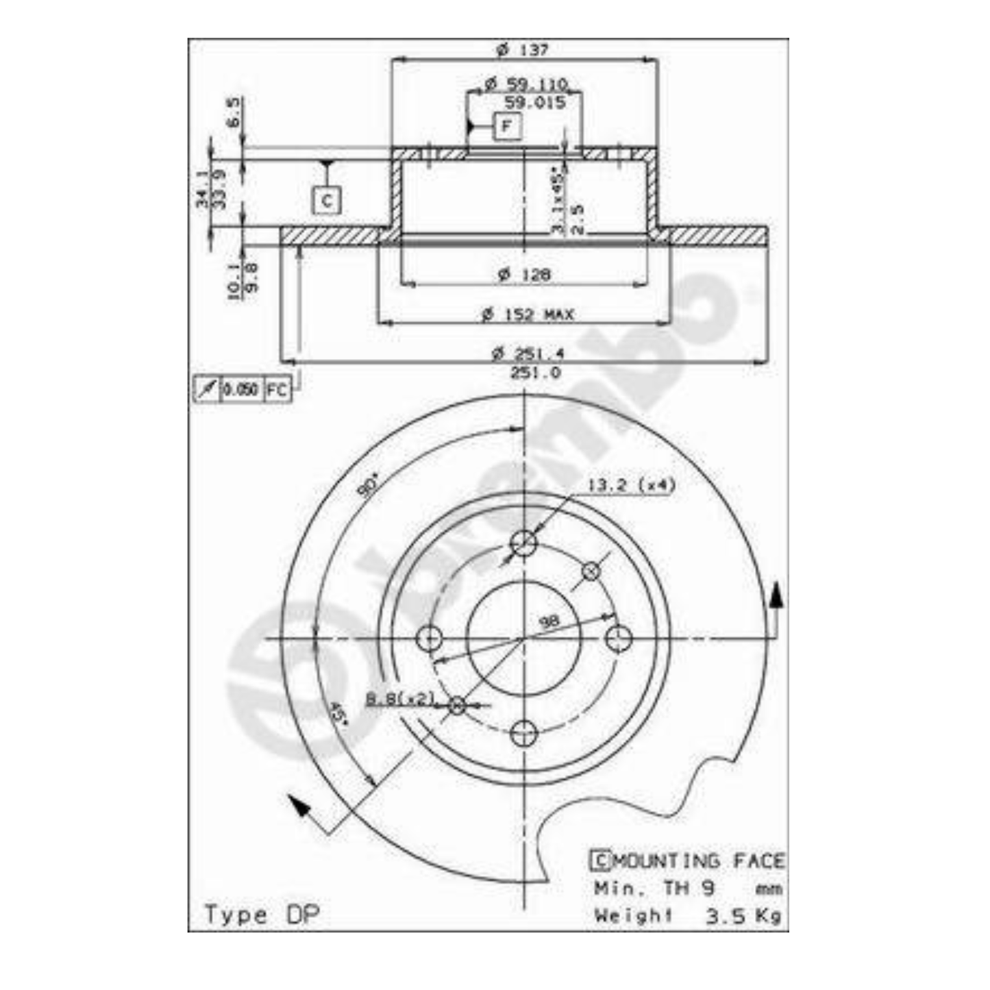 Dischi Freno Anteriori Brembo per Fiat Stilo / Multipla  / Lancia Delta III 1.6 multijet
