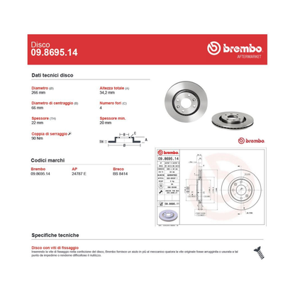 Dischi Freno Brembo Anteriori per Citroen C2/C3 1.4 d.