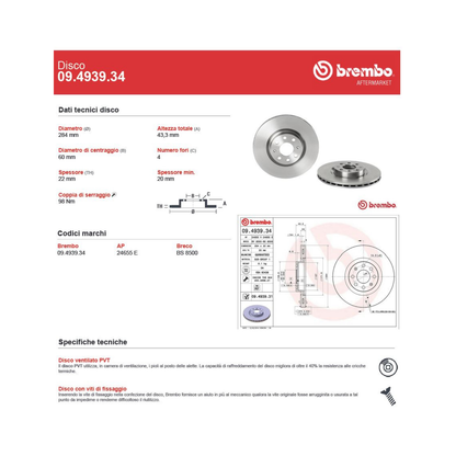 Dischi e Pastiglie Anteriori Brembo per Fiat Grande Punto 1.3 multijet