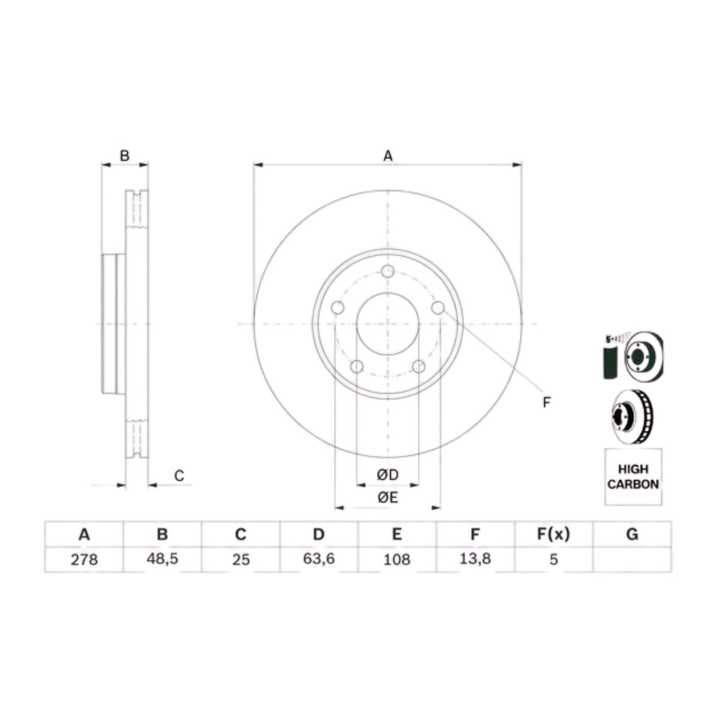 Dischi Freno Anteriori Bosch per Ford Focus II / C-Max  1.6 d
