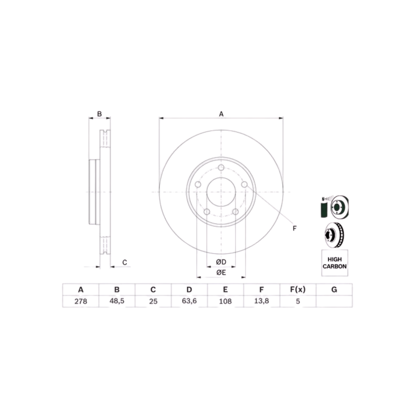 Kit Dischi Freni Anteriori Bosch per Ford C-Max / Focus I / II / III / Grand C-Max / Volvo V50 / S40 II / C30