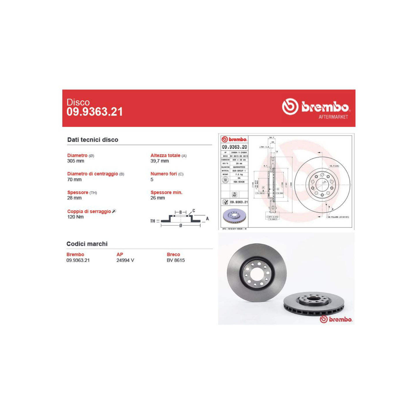 Kit Dischi Freni Anteriori Brembo per Alfa Romeo 159 / Giulietta / Spider