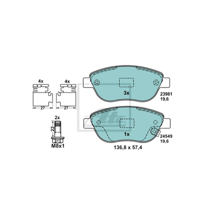 Kit 4 Pastiglie Freni Anteriori Ate per Fiat 500L / Opel Corsa D