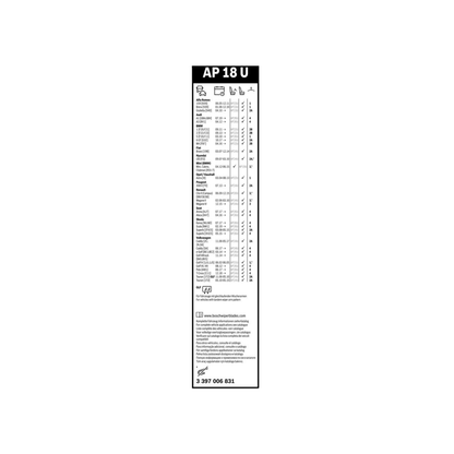 Spazzole Tergicristallo Anteriore Bosch Aereo Twin (450mm) per Alfa Romeo Giulia / Audi A1 Sportback / BMW Serie 1 (F20)