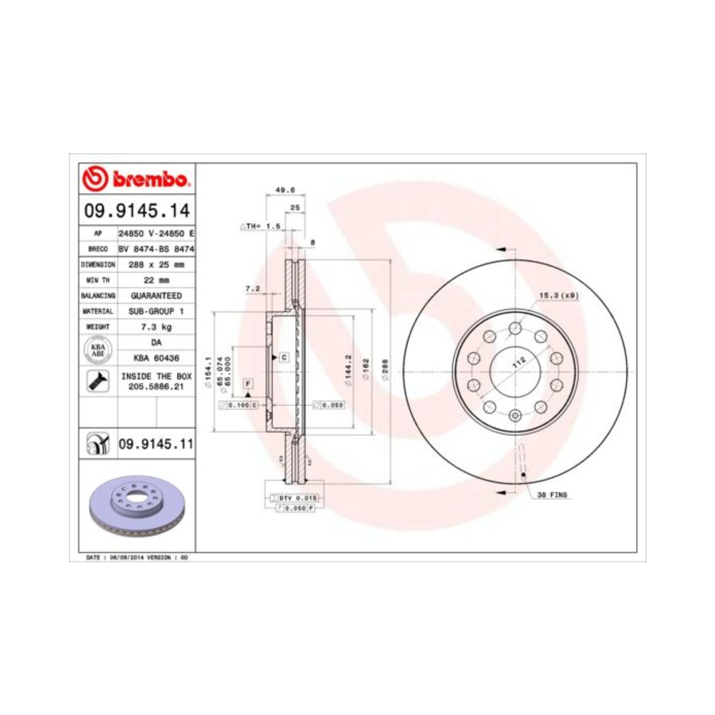 Dischi Freno Anteriori Brembo per Audi A3 / Seat Leon 1.6 d