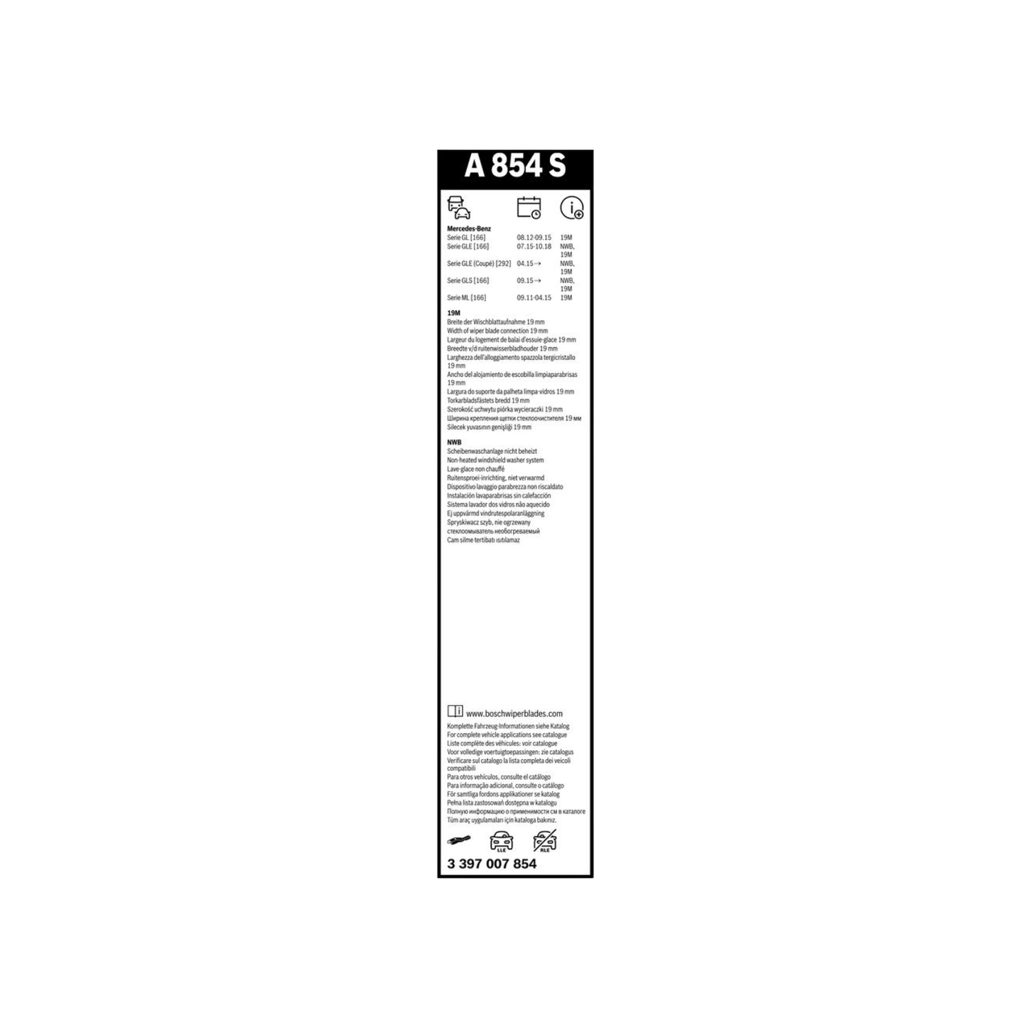 Spazzole Tergicristallo Anteriore Bosch Aero Twin (650mm) per Mercedes-Benz GLE W166 / GLS X166