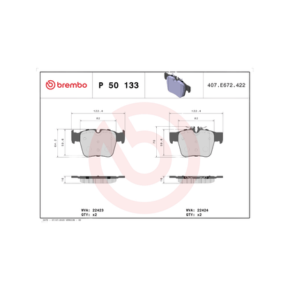 Kit 4 Pastiglie Freni Anteriori Brembo per Mercedes-Benz Classe C W205 / GLC X253 / GLC Coupé C253