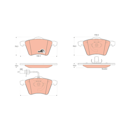 Kit 4 Pastiglie Freni Anteriori TRW per Audi A1 / A3 (8L1) / Sportback / A4 (B5) / Citroen C2 / C3 / C4 II / Peugeot 307 / 308 CC / Renault Clio III / Volkswagen Polo IV