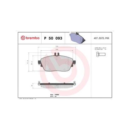 Kit 4 Pastiglie Freni Anteriori Brembo per Mercedes-Benz Classe A W176 / GLA X156 / CLA X117
