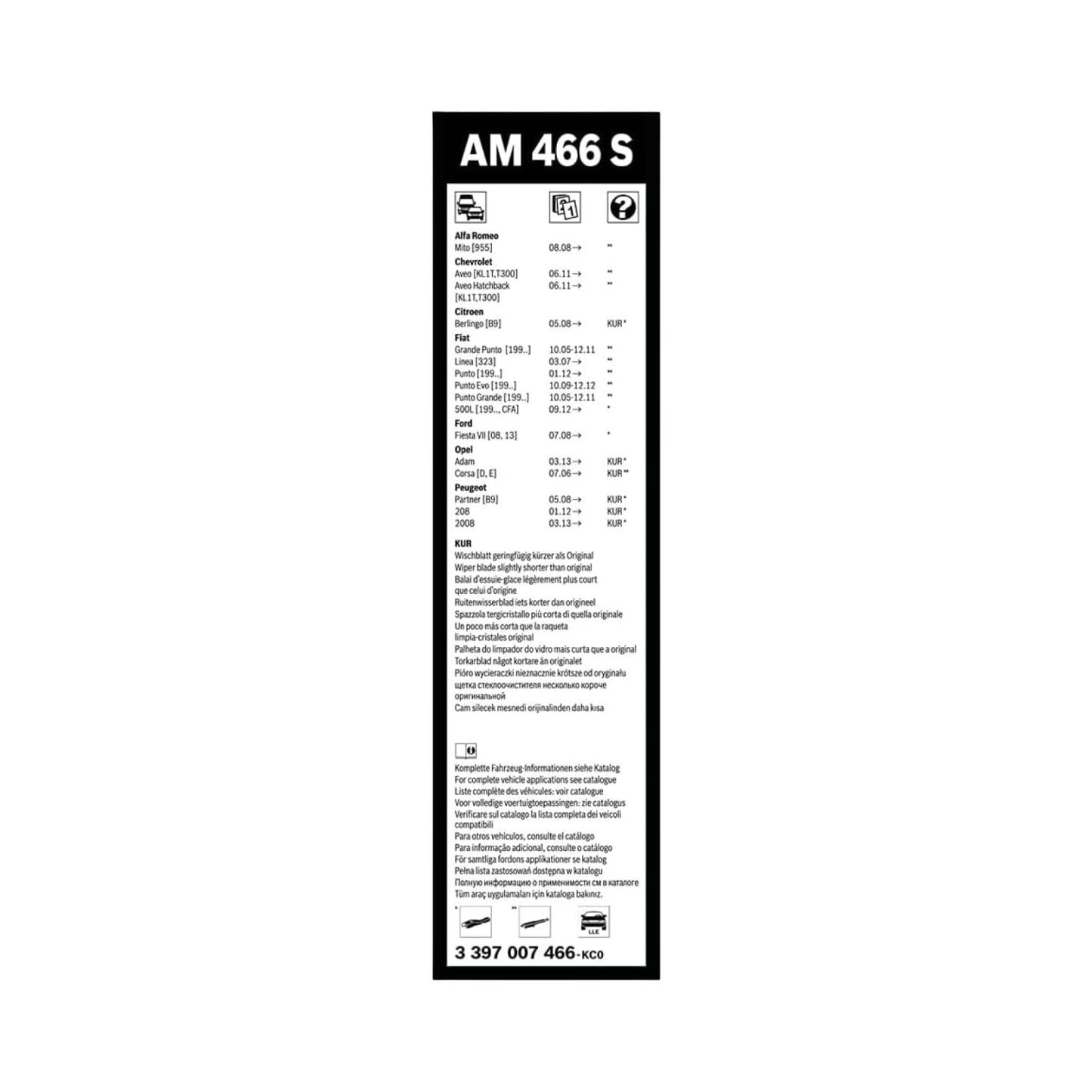 Kit Spazzole Tergicristallo Anteriore Bosch – Fiat Grande Punto