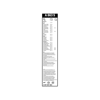 Spazzole Tergicristallo Anteriori Bosch Aero Twin (650mm) per Alfa Romeo Stelvio / Audi A1 Allstreet / A3 / Q4 e-tron Sportback / Cupra Ateca (KH7)