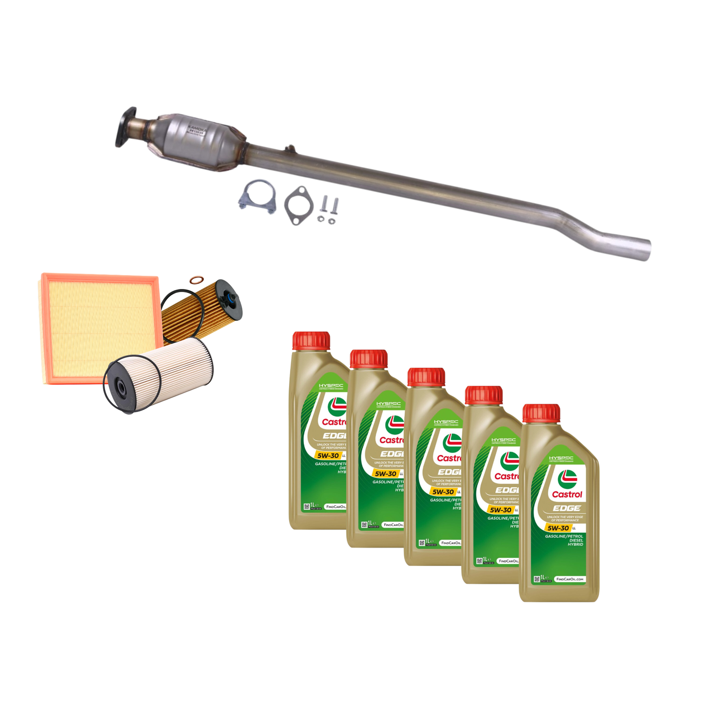 Kit Tagliando + Terminale di Scarico Golf V 1.6 FSI | 5 Litri Olio + 3 Filtri