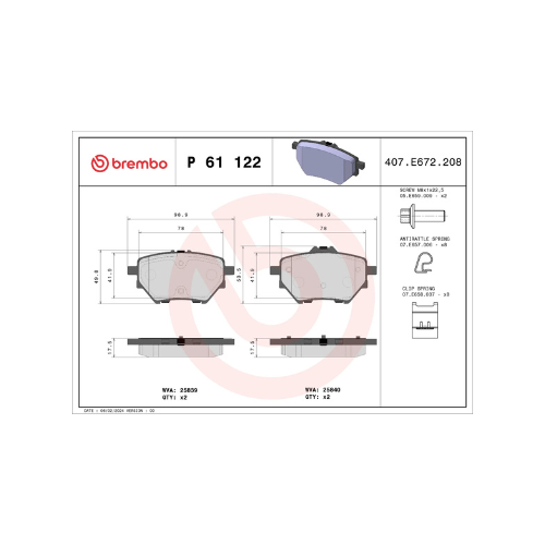 Kit Pastiglie Freni Anteriori + Posteriori Brembo per Peugeot 308