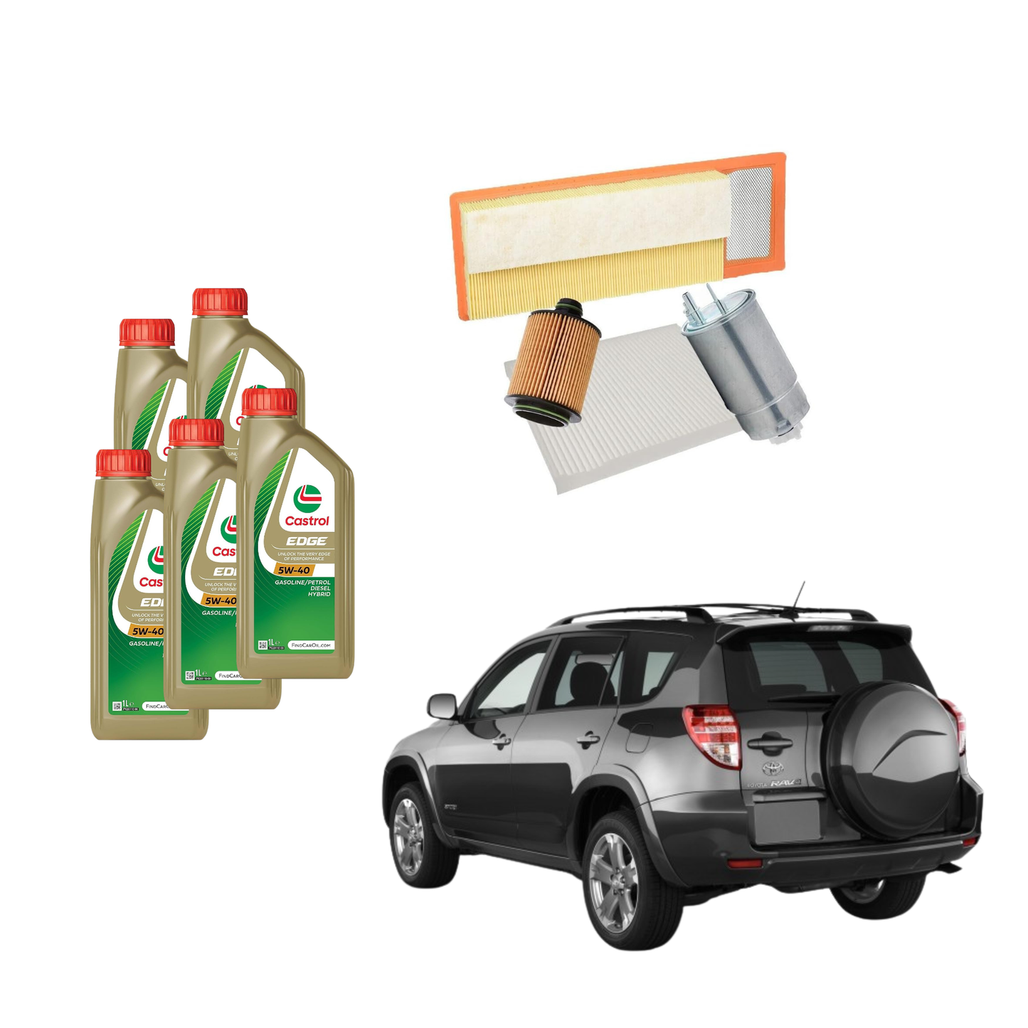 Kit Tagliando Toyota RAV4 III serie ( 2008-2016 ) | 5 Litri Castrol 5W 40 + 4 Filtri