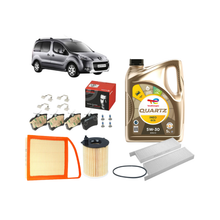 Kit Tagliando 3 Filtri + 5 Litri Total 5W30 + Pastiglie Posteriori Brembo – Peugeot Partner 1.6