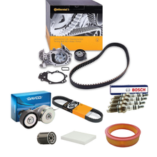 Kit Distribuzione Con Pompa Acqua + Cinghia Servizi e Tenditori + 3 Filtri (Olio, Aria e Abitacolo) - Fiat Punto 188 1.2