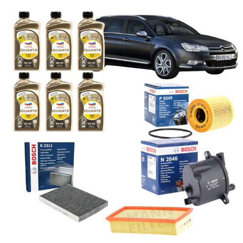 Kit Tagliando Citroën C5 III Break 2.2 HDi 2011 - Filtri Bosch + Aria Mann + Olio Total Ineo RCP 5W30 6L