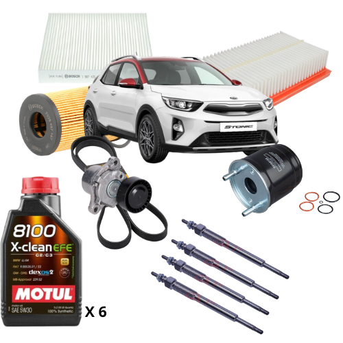 Kit Tagliando Completo Kia Stonic (YB) 1.6 CRDI Diesel 2018 + cinghia con tenditore + candele Ashika