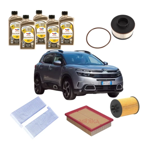 Kit Tagliando Completo Citroën C5 Aircross 1.5 BlueHDi 2018 — Total RCP 5W30 5L + 4 Filtri (Copia)