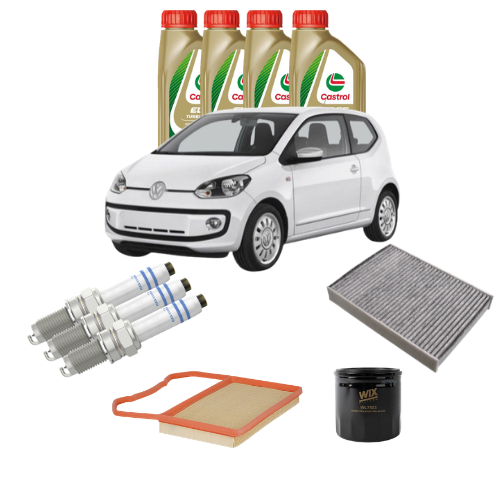 Kit Tagliando 3 Filtri + 4 litri di olio 5w40 Castrol Edge + 3 Candele Bosch Volkswagen Up 1.0 EcoBlue 2018