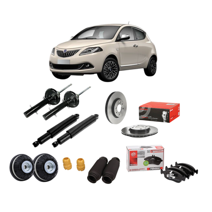 Kit Assetto Completo – Lancia Ypsilon (2011) – Ammortizzatori Japanparts + Supporti Febi + Dischi Brembo + Pastiglie Ferodo