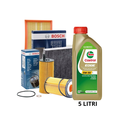 Kit Tagliando 4 Filtri Bosch + 5 Lt Castrol 5W30 – Audi 2.0 TDI