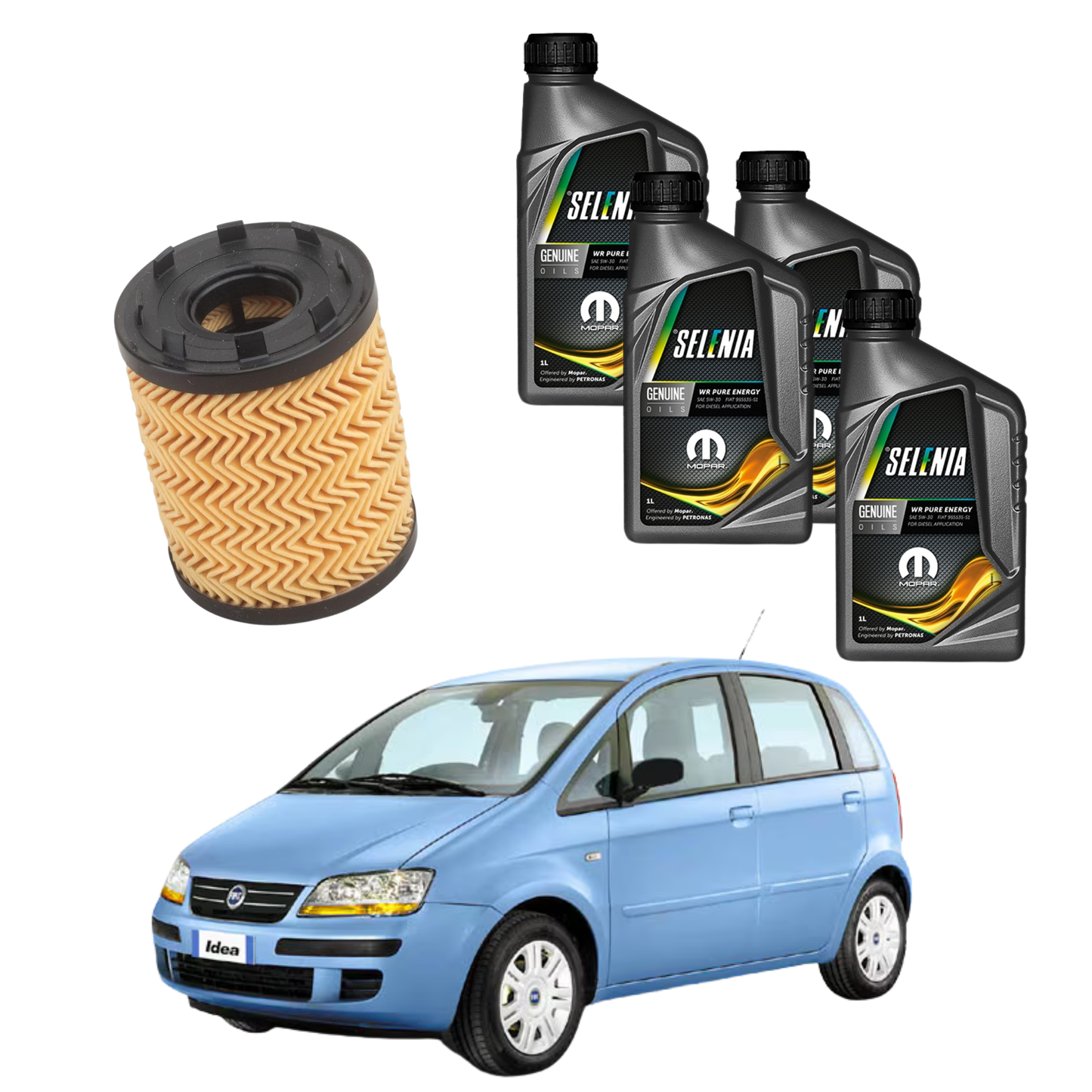 4 Litri Olio Motore Selenia 5W 40 + Filtro Olio Purflux L330 | Fiat Idea 1.3