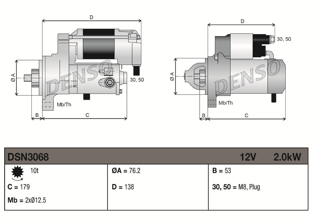 Motorino di Avviamento Denso 12V 2 kW – Volkswagen / SEAT – DSN3068 - 3