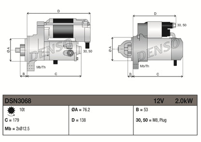 Motorino di Avviamento Denso 12V 2 kW – Volkswagen / SEAT – DSN3068 - 3