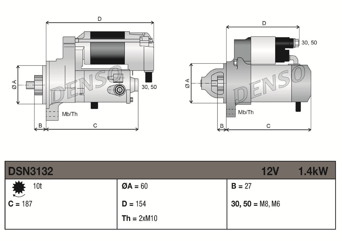 Motorino di Avviamento Denso 12V 1,4 kW – Mercedes – DSN3132 - 3